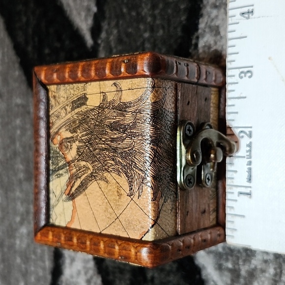 RETRO DISPLAY ORGANIZER STORAGE JEWELRY EAGLE SMALL WOODEN TREASURE BOX - Picture 5 of 12